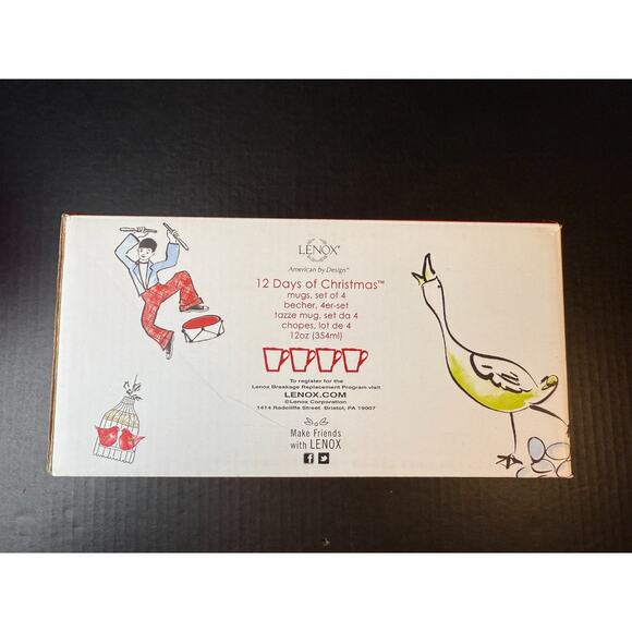 LENOX 12 Days of Christmas Mugs Complete In Original Box! - Picture 9 of 13